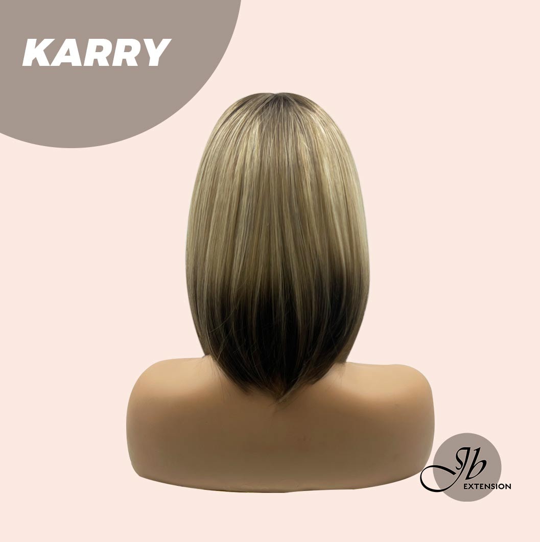 JBEXTENSION 12 Inches Bob Cut Short Straight Blonde With Black End Wig KARRY