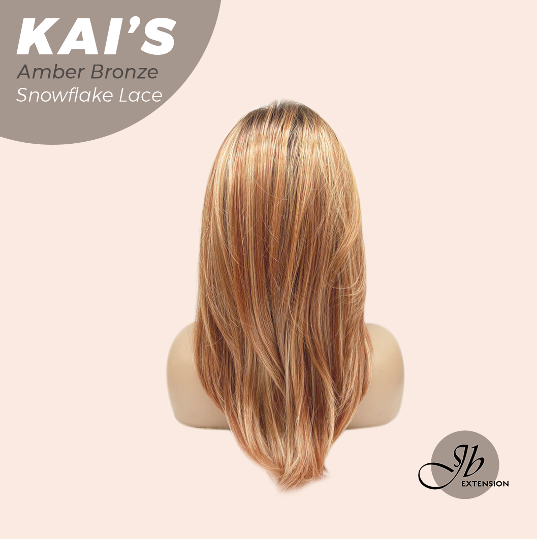 JBEXTENSION 18 Inches Amber Bronze Pre-Cut Snowflake Lace Frontlace Glueless Wig KAI'S AMBER BRONZE【PERMATEASE】【BENDY EAR TABS】- M/L