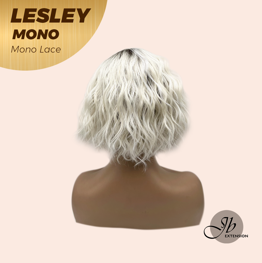 JBEXTENSION LESLEY MONO Monofilament Handmade Wig 6X5 Full Monofilament Hand Tied Top Wig 10 Inches Silver Curly Mono Lace Wig With Anti-slip Silicone Strips Glueless Wig LESLEY MONO【BENDY EAR TABS】
