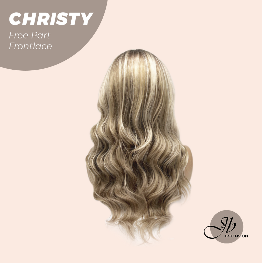 JBEXTENSION 22 Inches Mix Blonde Wave Fiber X, Tangle Less Pre-Cut Free Part Frontlace Glueless Wig CHRISTY【FIBER X】
