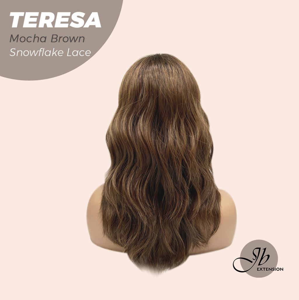 JBEXTENSION 18 Inches Mocha Brown Pre-Cut Snowflake Lace Frontlace Glueless Wig TERESA MOCHA BROWN【PERMATEASE】【BENDY EAR TABS】- M/L