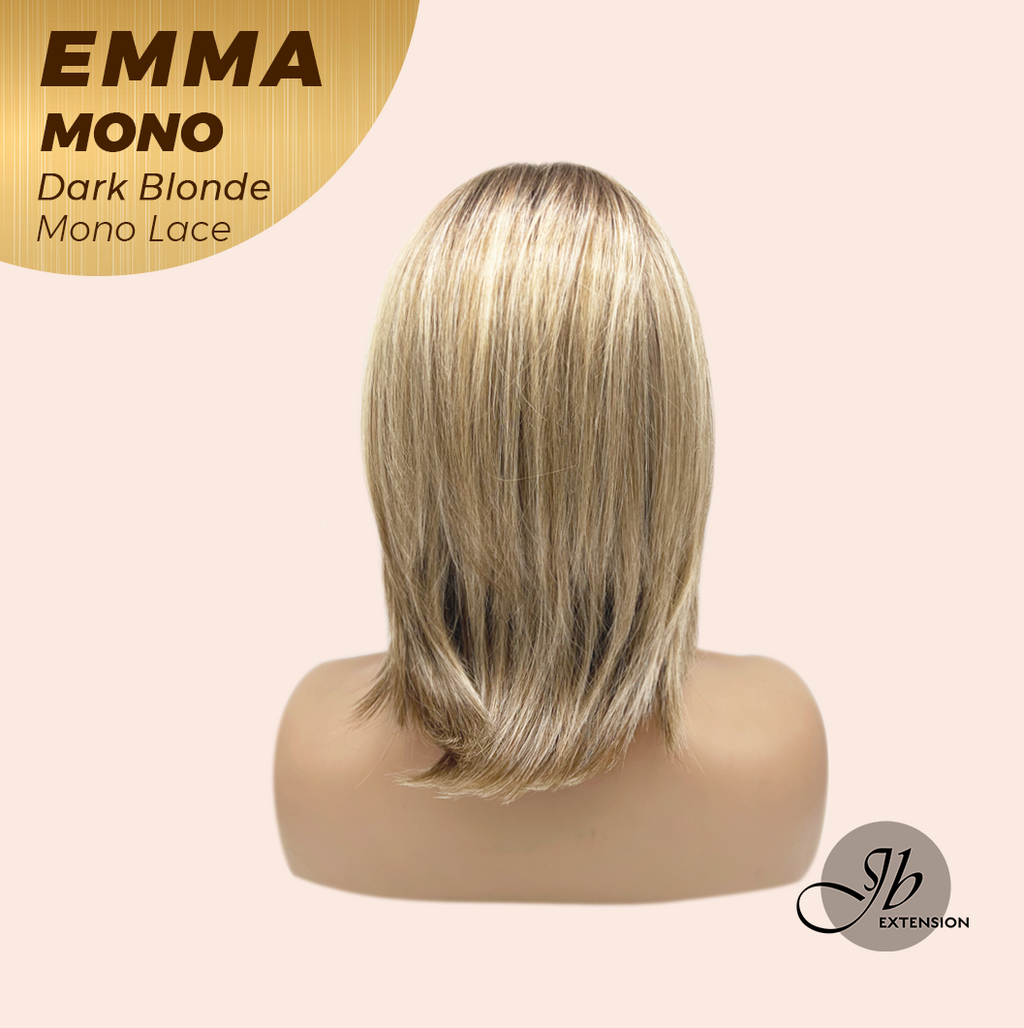 JBEXTENSION EMMA MONO Monofilament Handmade Wig 6X5 Full Monofilament Hand Tied Top Wig 14 Inche Dark Blonde Mono Lace Wig With Anti-slip Silicone Strips Glueless Wig EMMA MONO DARK BLONDE【BENDY EAR TABS】