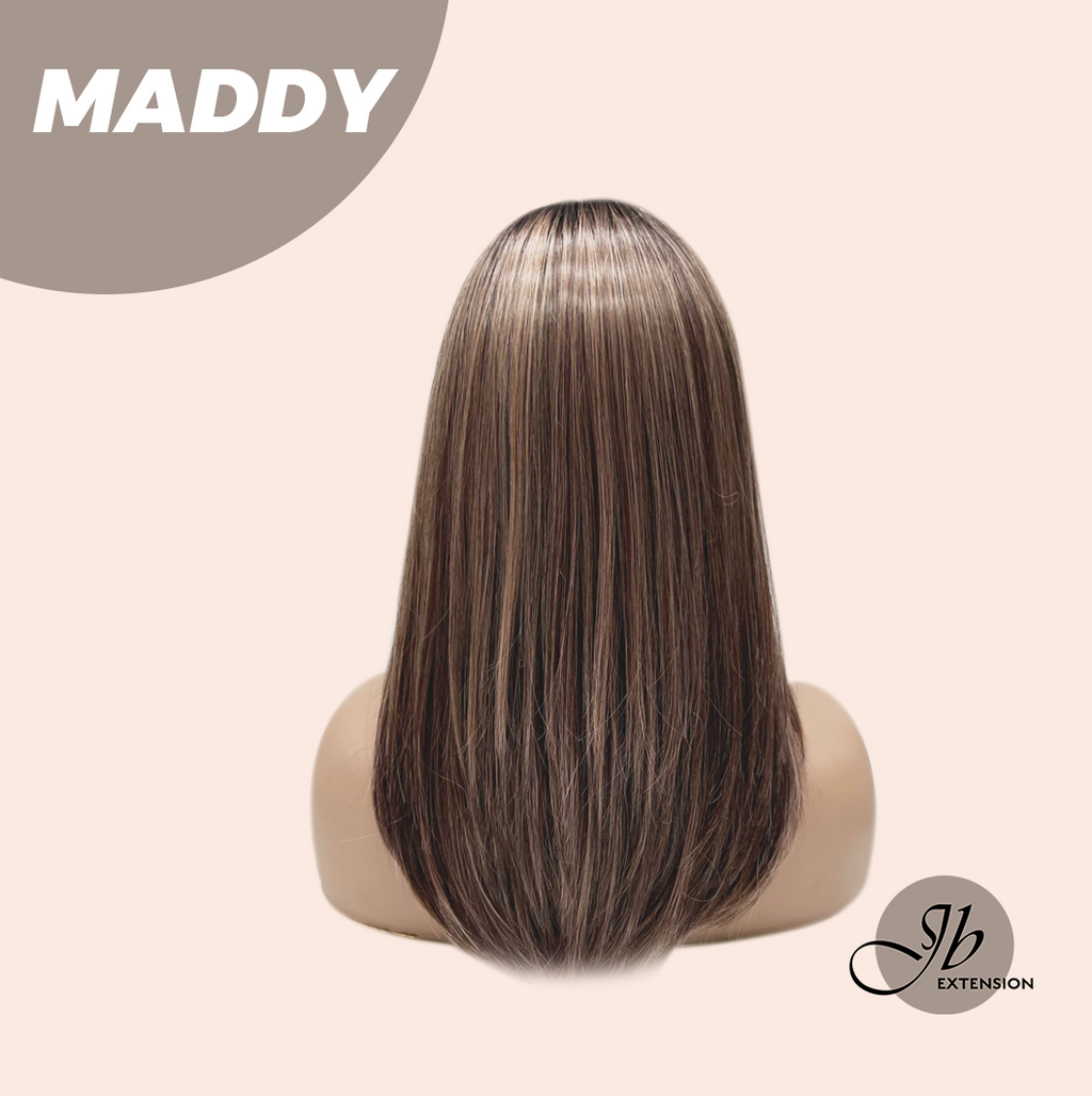 JBEXTENSION 18 Inches Ash Brown Women Fashion Full Machine Wig MADDY【PLUS PERMATEASE】【BENDY EAR TABS】