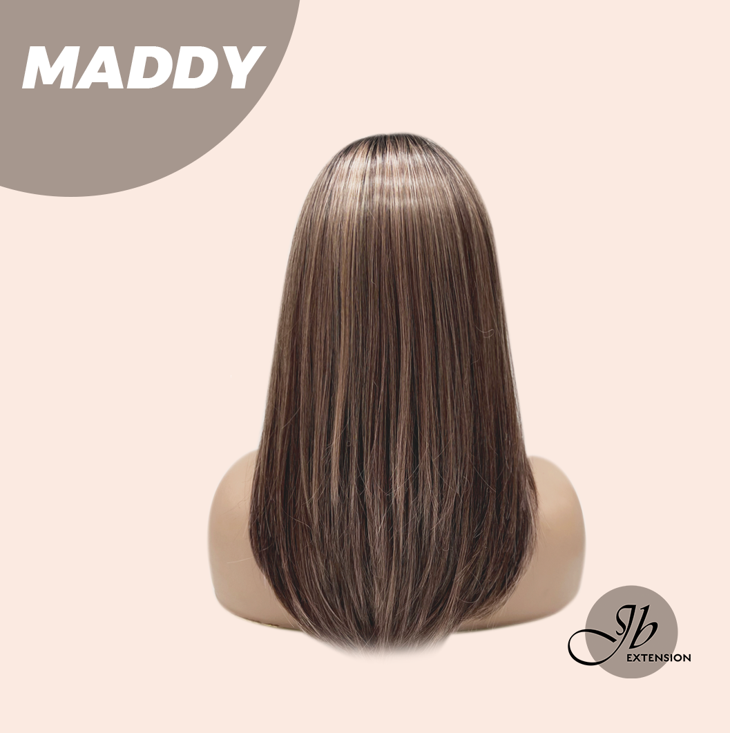JBEXTENSION 18 Inches Ash Brown Women Fashion Full Machine Wig MADDY【PLUS PERMATEASE】【BENDY EAR TABS】