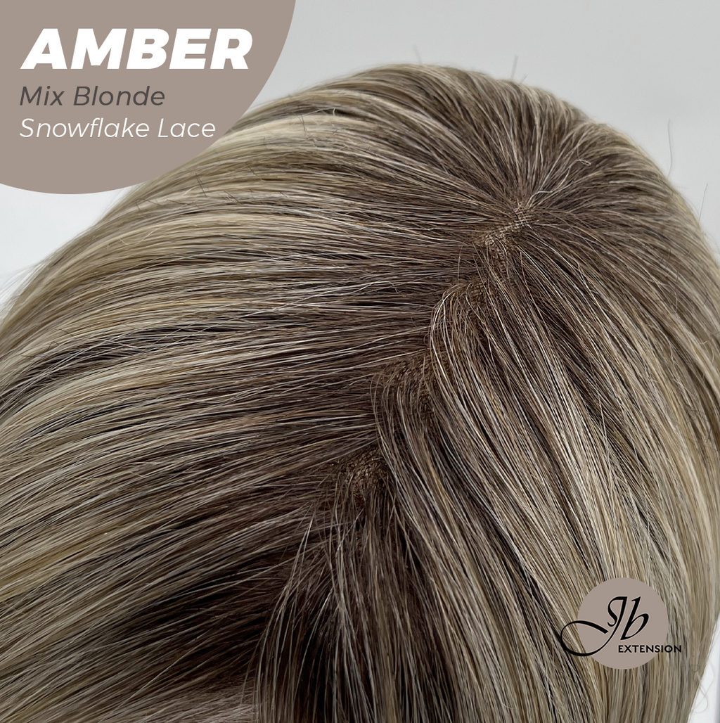 [PRE-ORDER] JBEXTENSION 21 Inches Straight Mix Blonde Pre-Cut T Part Snowflake Lace Frontlace Glueless Wig AMBER MIX BLONDE【BENDY EAR TABS】