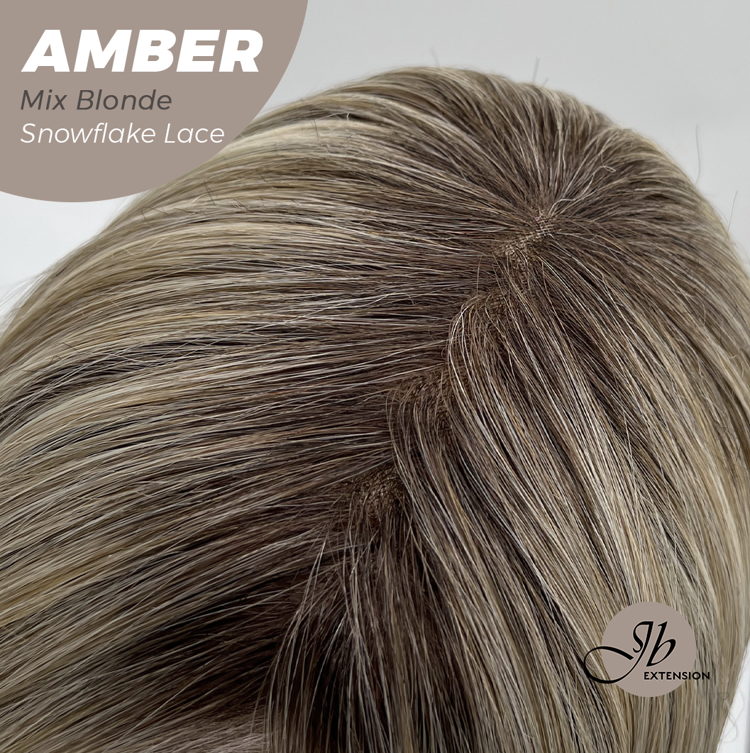 [PRE-ORDER] JBEXTENSION 21 Inches Straight Mix Blonde Pre-Cut T Part Snowflake Lace Frontlace Glueless Wig AMBER MIX BLONDE【BENDY EAR TABS】