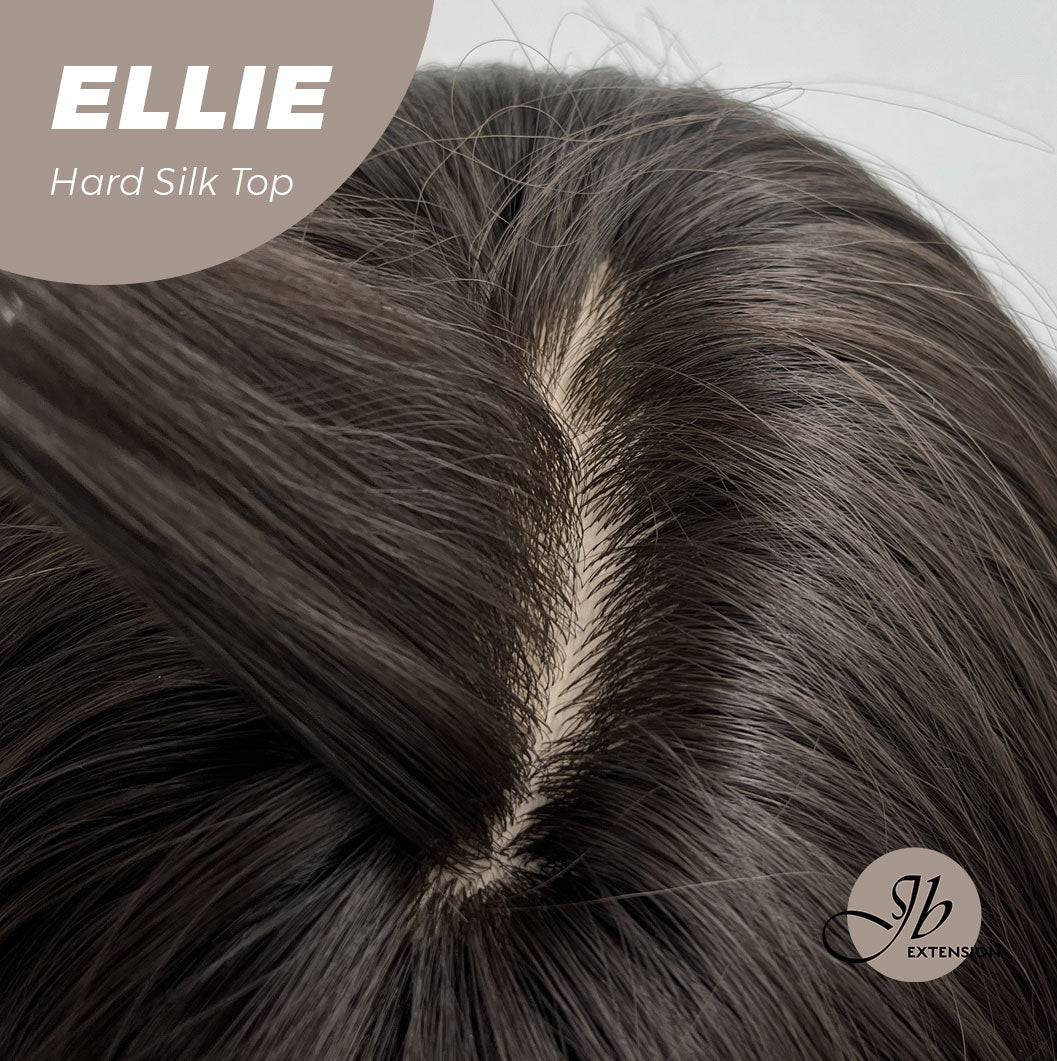 HOT OF SEASON - JBEXTENSION 26 Inches Scalpiana Tea Black Darkest Brown Wolf Cut 3.5X4 Hard Silky Top Natural Scalp Effect Wig With Bangs ELLIE SILK TOP