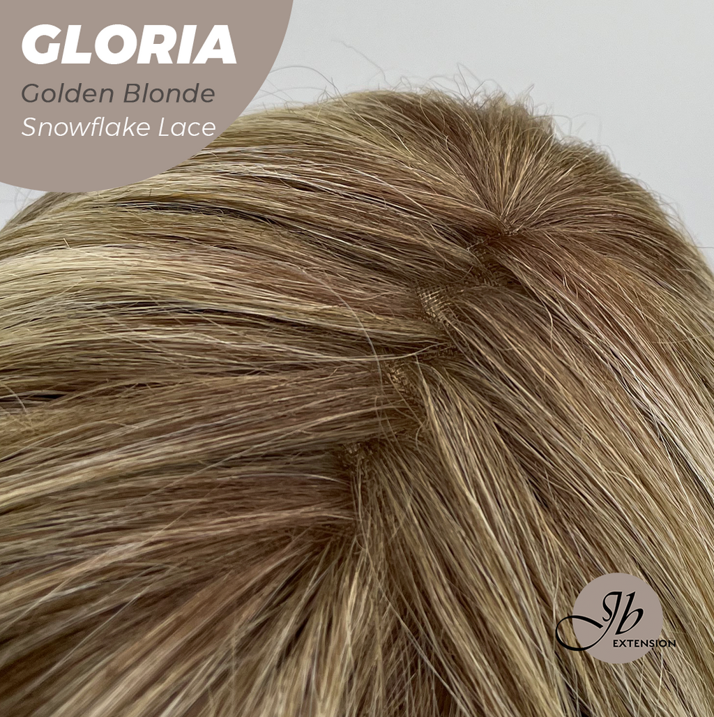 [PRE-ORDER] JBEXTENSION 14 Inches Curly Golden Blonde Wig with Bangs Pre-Cut T Part Snowflake Lace Frontlace Glueless Wig GLORIA GOLDEN BLONDE【BENDY EAR TABS】