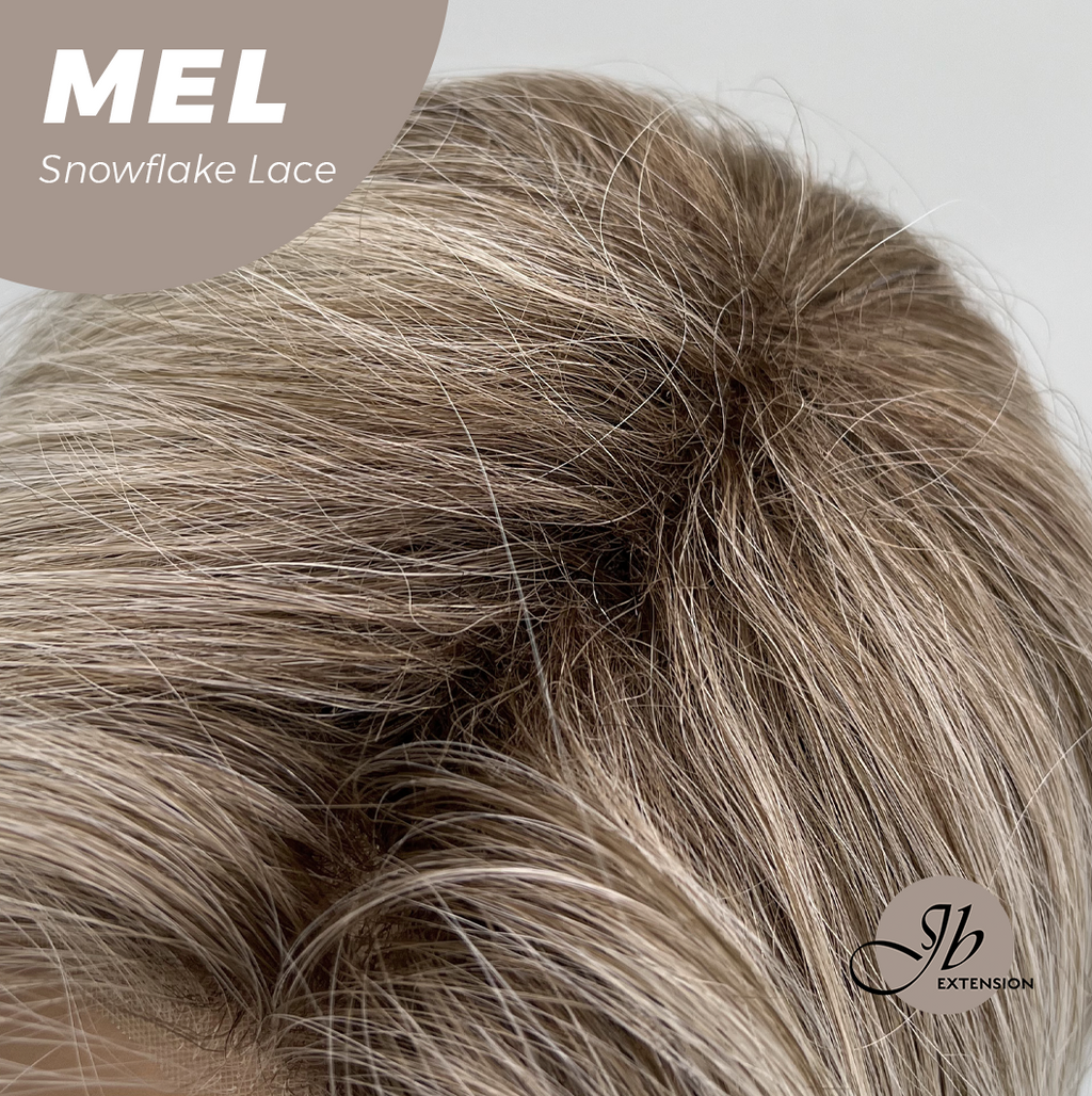 JBEXTENSION 20 Inches Ash Blonde Curly Pre-Cut Snowflake Lace Frontlace Glueless Wig MEL【PERMATEASE】【BENDY EAR TABS】- S/M