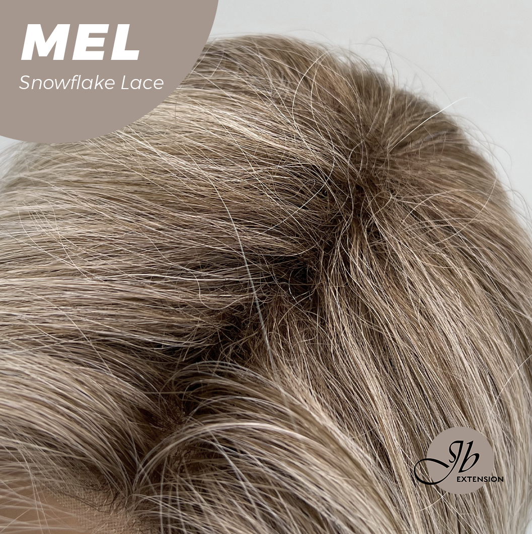 JBEXTENSION 20 Inches Ash Blonde Curly Pre-Cut Snowflake Lace Frontlace Glueless Wig MEL【PERMATEASE】【BENDY EAR TABS】- S/M