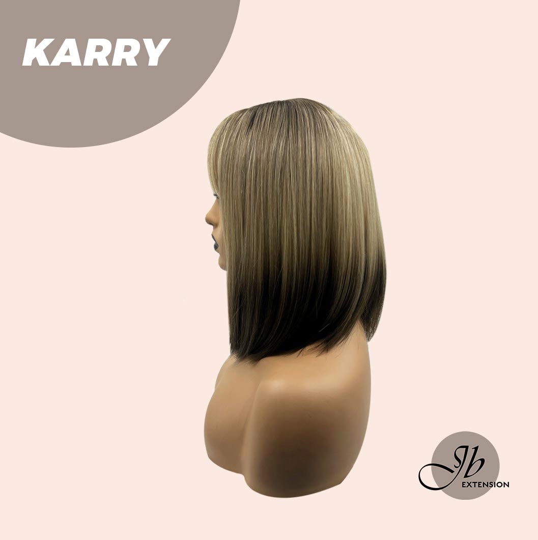 JBEXTENSION 12 Inches Bob Cut Short Straight Blonde With Black End Wig KARRY