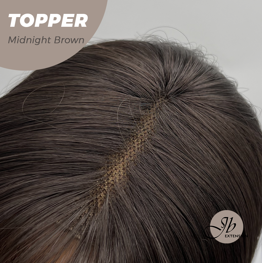 JBEXTENSION 28 Inches T Part Pre-Cut Frontlace Topper Clip in Synthetic Fiber Long Straight Topper Hair Piece Hair with Bangs for Women Clip in Top Crown Hair Clip on Toupee Hairpiece for Slight Hair Loss/Thinning Hair