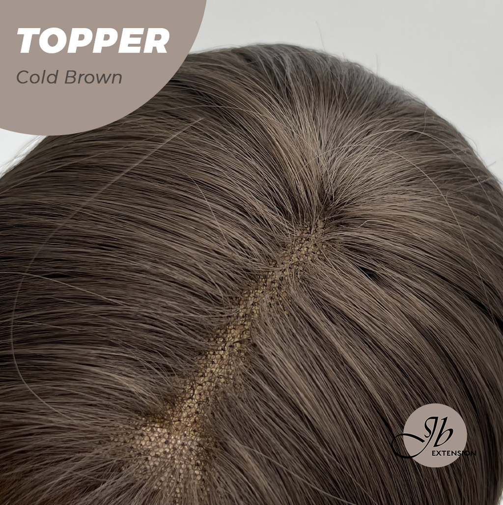 JBEXTENSION 28 Inches T Part Pre-Cut Frontlace Topper Clip in Synthetic Fiber Long Straight Topper Hair Piece Hair with Bangs for Women Clip in Top Crown Hair Clip on Toupee Hairpiece for Slight Hair Loss/Thinning Hair