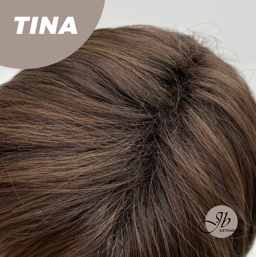 [PRE-ORDER] JBEXTENSION 18 Inches Brown Mocha Curly Women Fashion Full Machine Wig TINA【PLUS PERMATEASE】【BENDY EAR TABS】