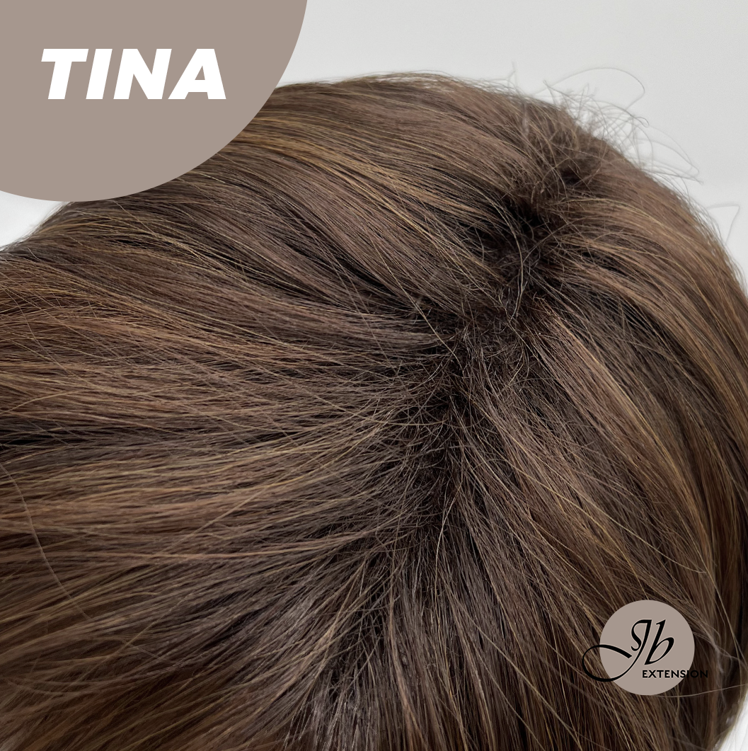 [PRE-ORDER] JBEXTENSION 18 Inches Brown Mocha Curly Women Fashion Full Machine Wig TINA【PLUS PERMATEASE】【BENDY EAR TABS】