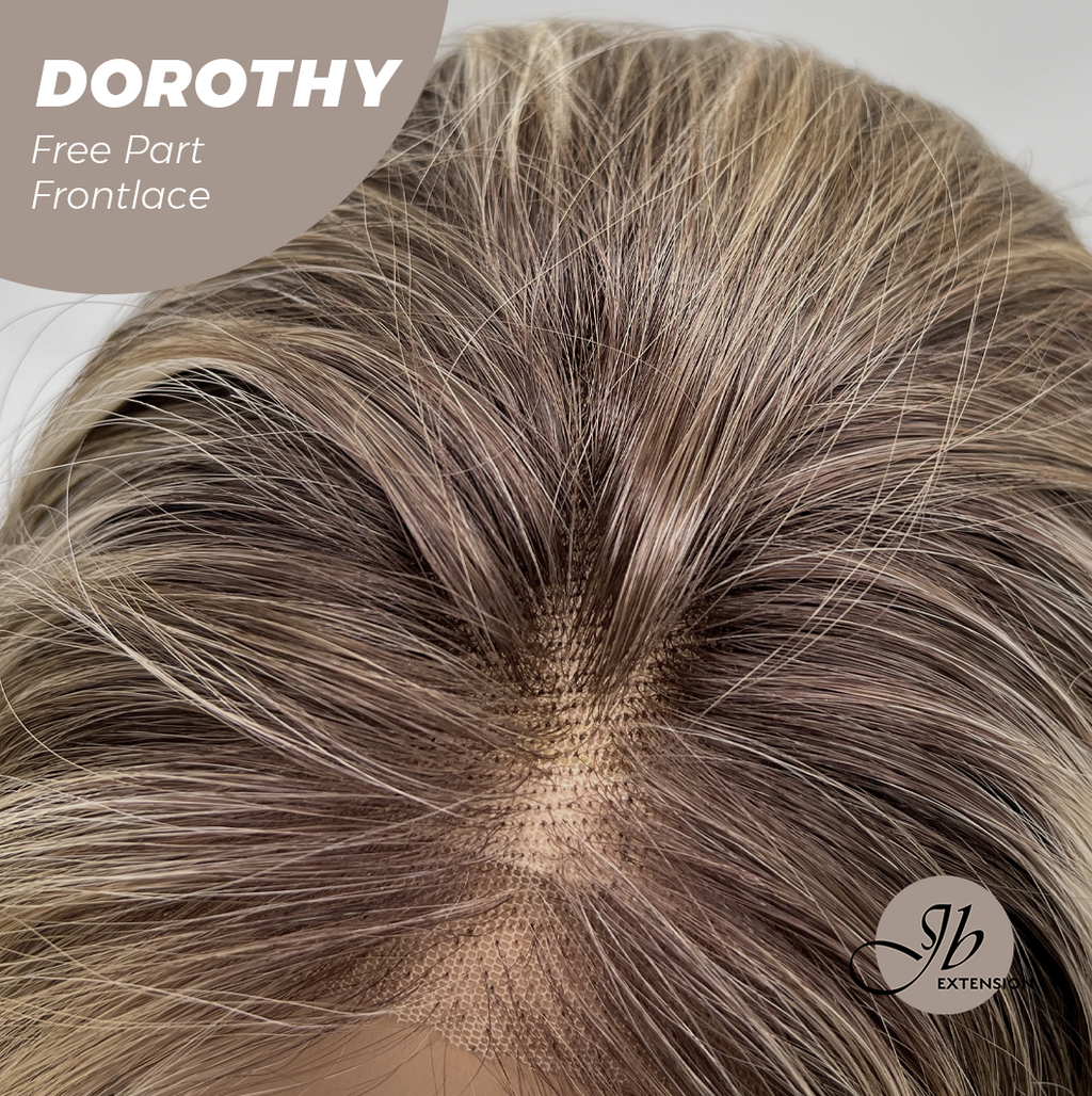 JBEXTENSION 22 Inches Mix Brown Curly Fiber X, Tangle Less Pre-Cut Free Part Frontlace Glueless Wig DOROTHY【FIBER X】