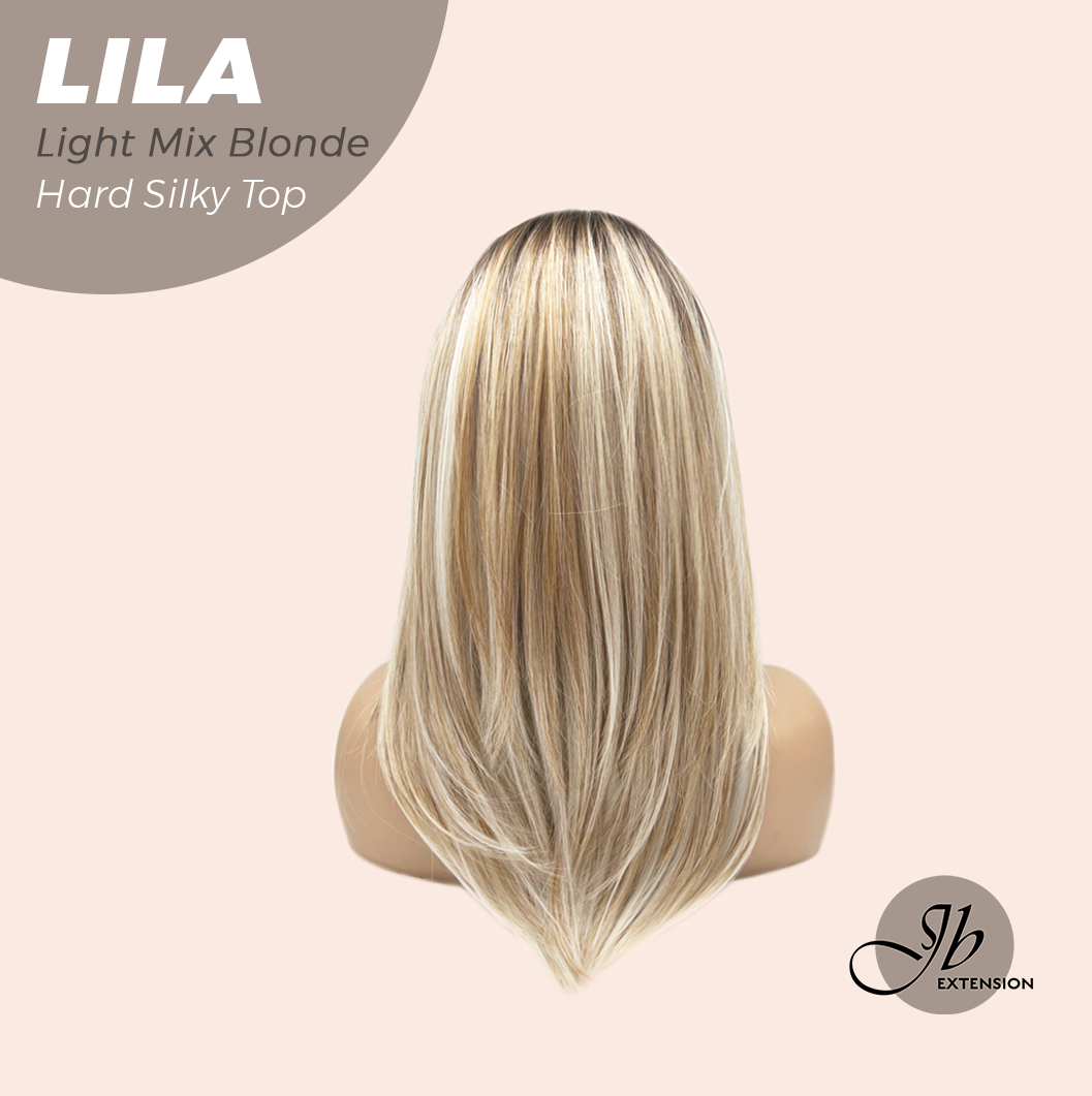 JBEXTENSION 20 Inches Scalpiana Light Mix Blonde Wolf Cut 3.5X4 Hard Silky Top Natural Scalp Effect Wig With Bangs LILA LIGHT MIX BLONDE