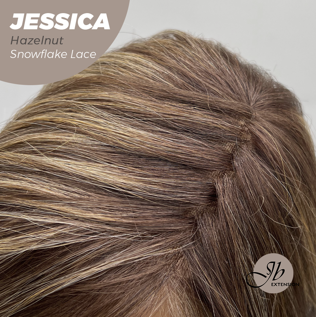 [PRE-ORDER] JBEXTENSION 16 Inches Hazelnut Curly Pre-Cut Side Part Snowflake Lace Frontlace Glueless Wig JESSICA HAZELNUT【BENDY EAR TABS】