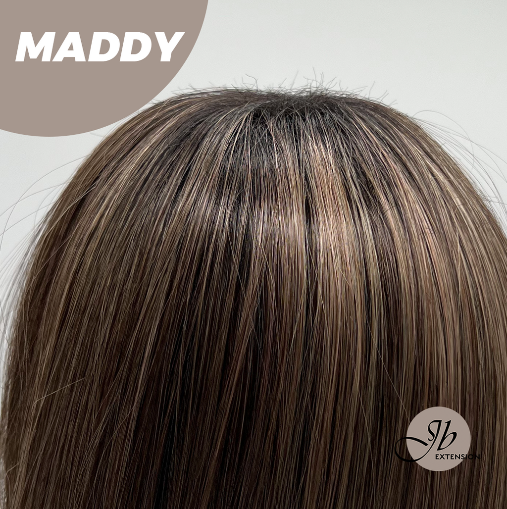JBEXTENSION 18 Inches Ash Brown Women Fashion Full Machine Wig MADDY【PLUS PERMATEASE】【BENDY EAR TABS】