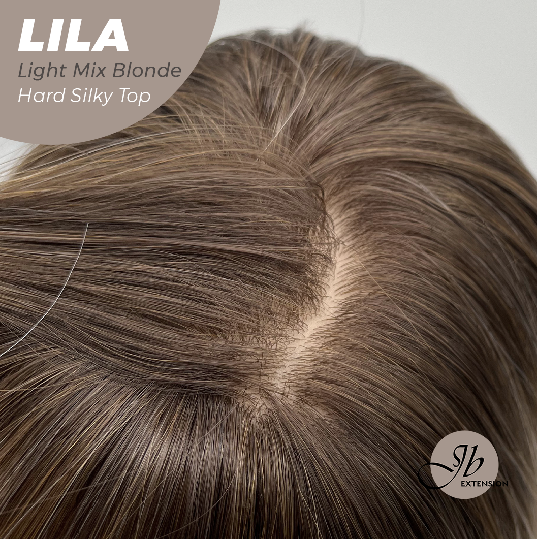 JBEXTENSION 20 Inches Scalpiana Light Mix Blonde Wolf Cut 3.5X4 Hard Silky Top Natural Scalp Effect Wig With Bangs LILA LIGHT MIX BLONDE