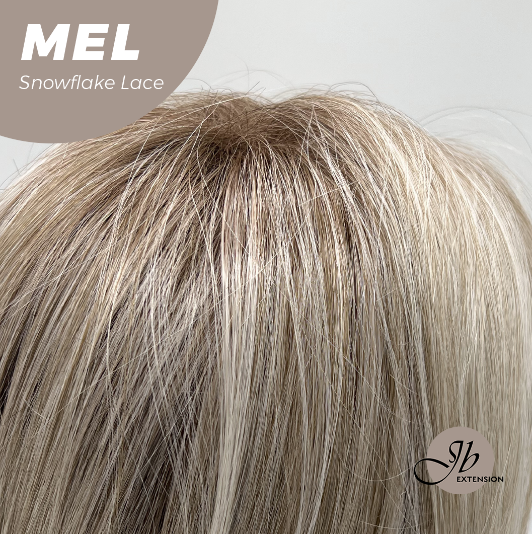 JBEXTENSION 20 Inches Ash Blonde Curly Pre-Cut Snowflake Lace Frontlace Glueless Wig MEL【PERMATEASE】【BENDY EAR TABS】- S/M