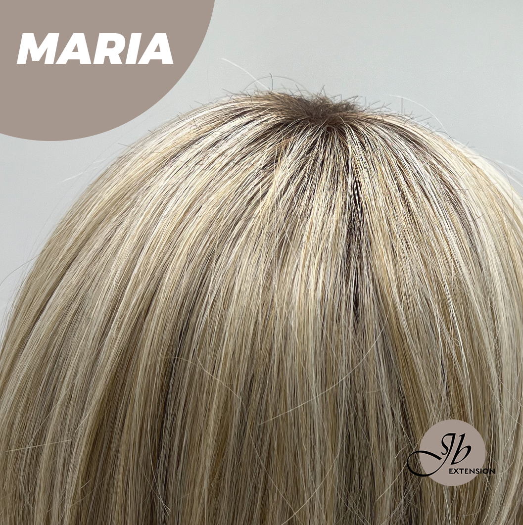 JBEXTENSION 12 Inches Short Blonde Women Fashion Full Machine Wig MARIA【PLUS PERMATEASE】【BENDY EAR TABS】