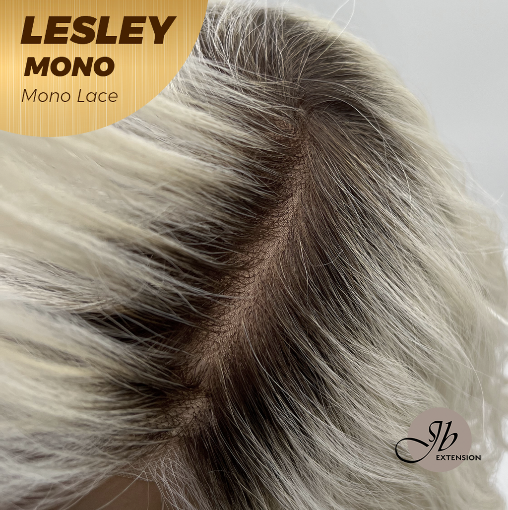 JBEXTENSION LESLEY MONO Monofilament Handmade Wig 6X5 Full Monofilament Hand Tied Top Wig 10 Inches Silver Curly Mono Lace Wig With Anti-slip Silicone Strips Glueless Wig LESLEY MONO【BENDY EAR TABS】