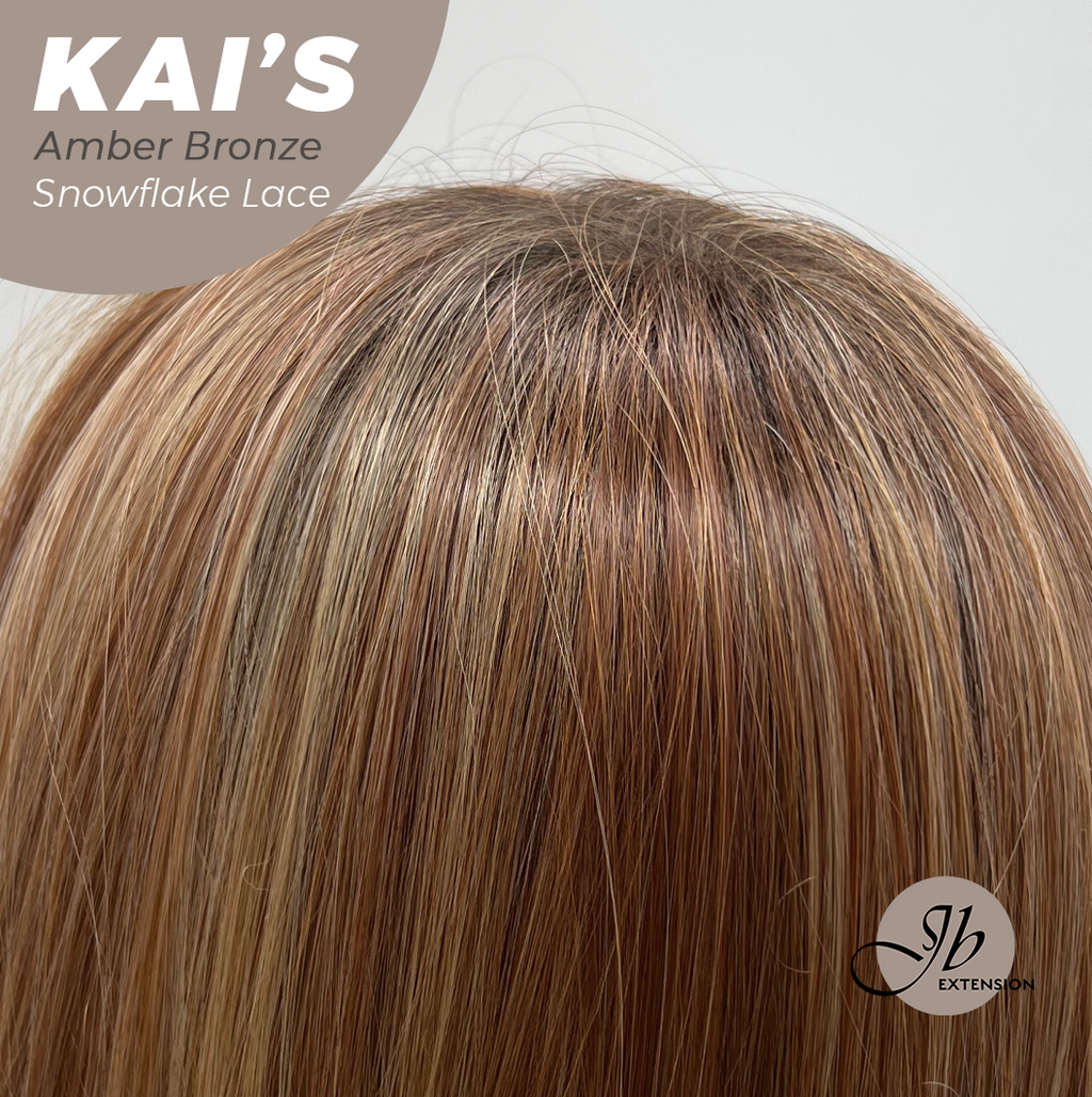 JBEXTENSION 18 Inches Amber Bronze Pre-Cut Snowflake Lace Frontlace Glueless Wig KAI'S AMBER BRONZE【PERMATEASE】【BENDY EAR TABS】- M/L