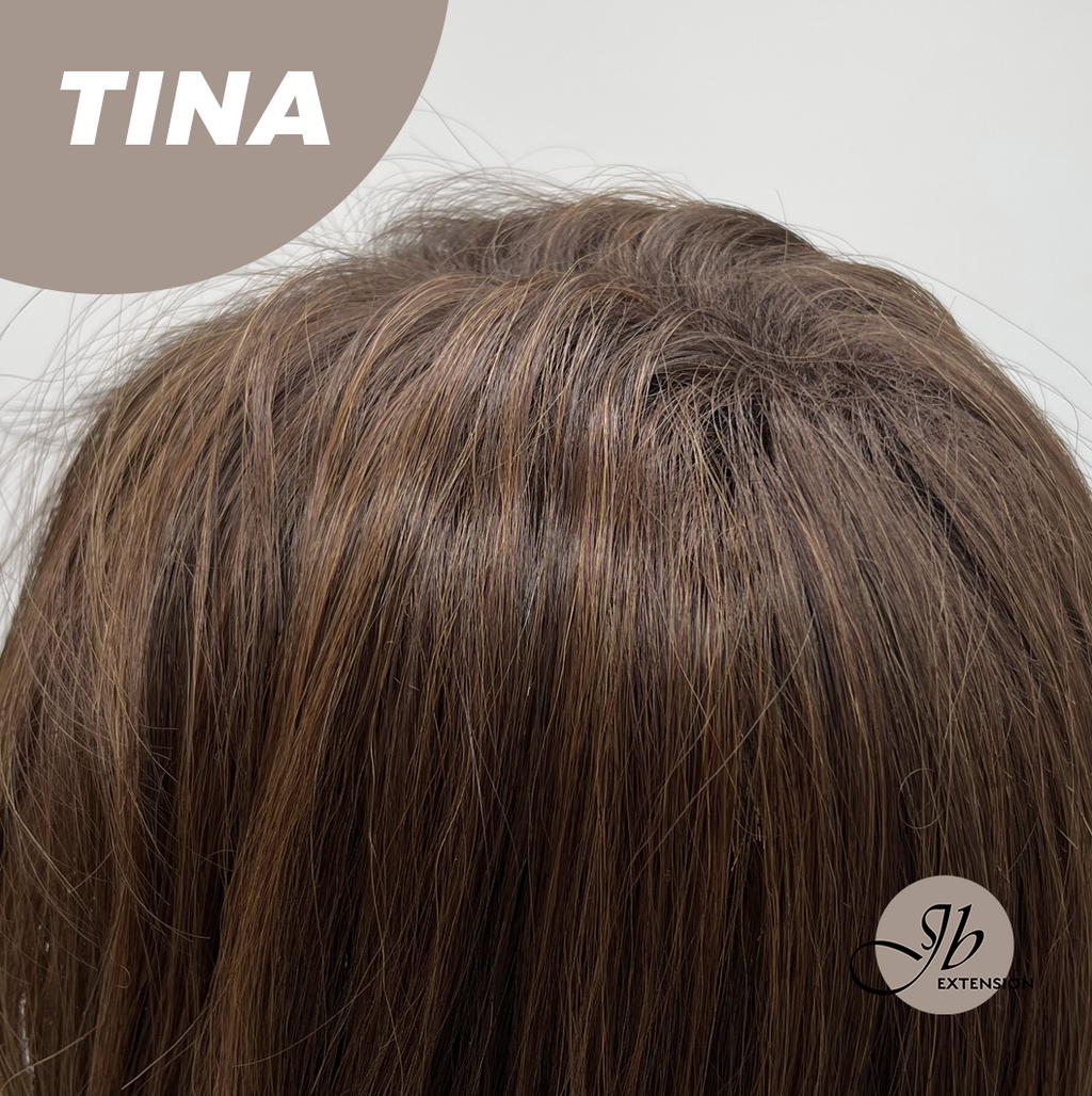 [PRE-ORDER] JBEXTENSION 18 Inches Brown Mocha Curly Women Fashion Full Machine Wig TINA【PLUS PERMATEASE】【BENDY EAR TABS】