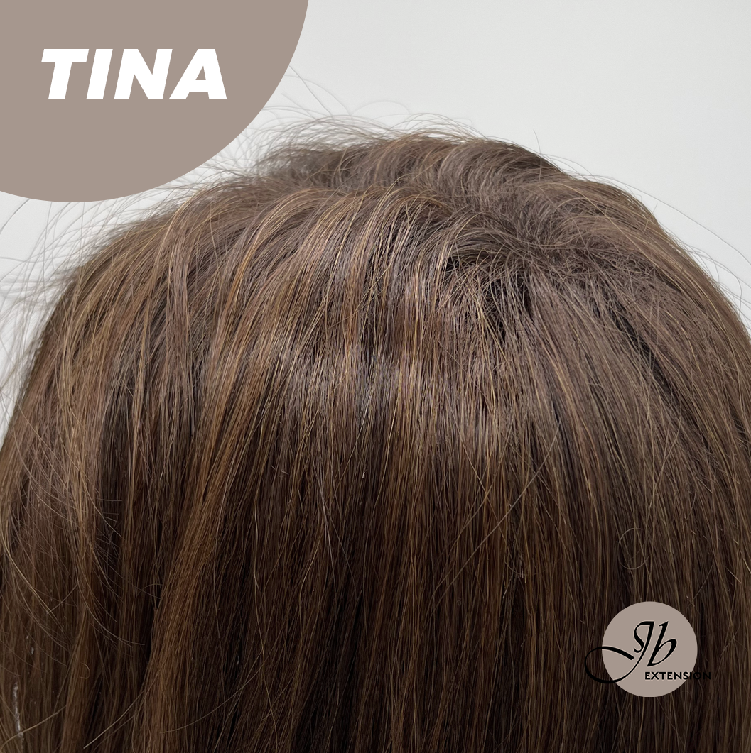[PRE-ORDER] JBEXTENSION 18 Inches Brown Mocha Curly Women Fashion Full Machine Wig TINA【PLUS PERMATEASE】【BENDY EAR TABS】