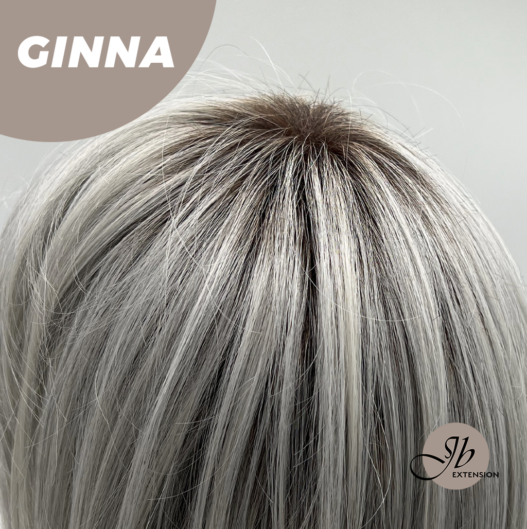 JBEXTENSION 19 Inches Grey Women Fashion Full Machine Wig GINNA【PLUS PERMATEASE】【BENDY EAR TABS】