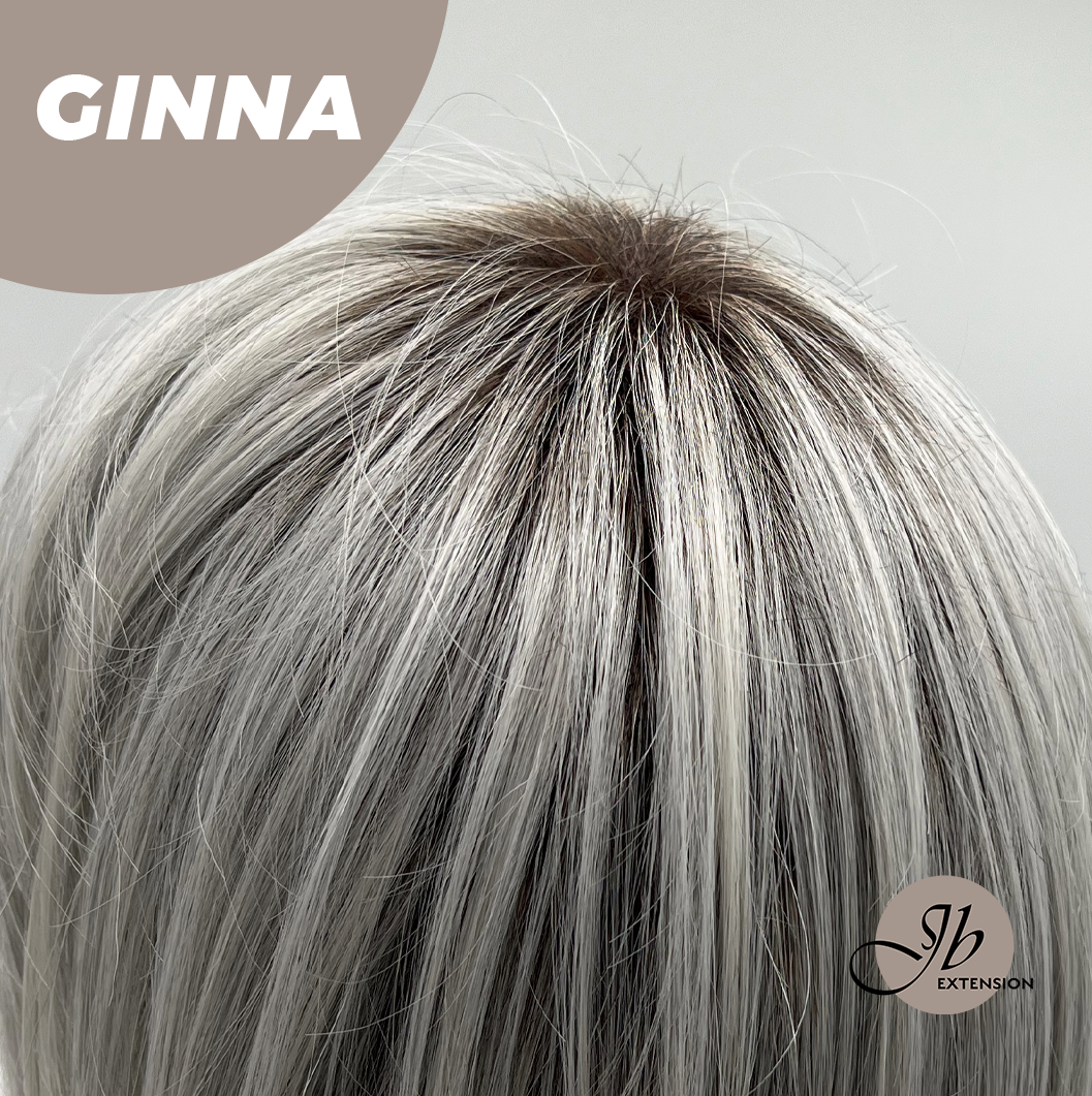 JBEXTENSION 19 Inches Grey Women Fashion Full Machine Wig GINNA【PLUS PERMATEASE】【BENDY EAR TABS】