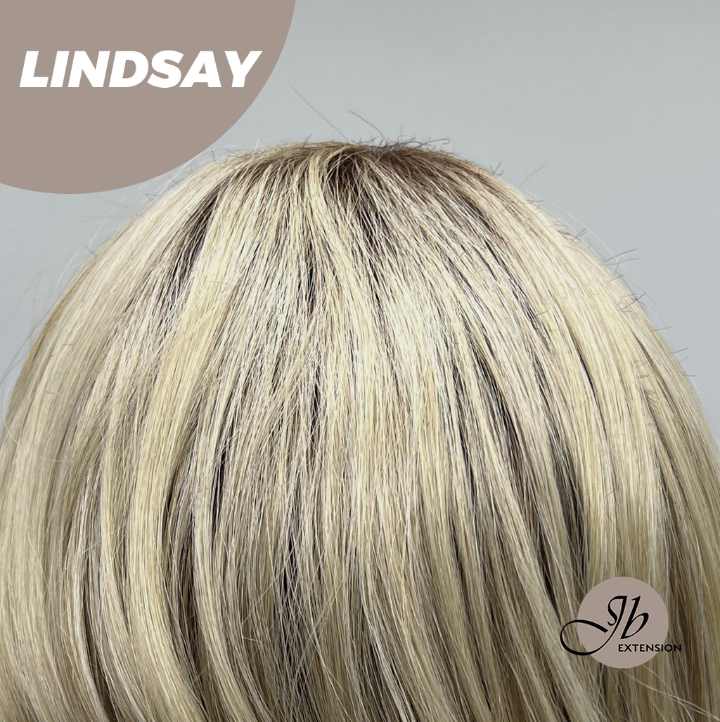 JBEXTENSION 18 Inches Curly Blonde Women Fashion Full Machine Wig LINDSAY【PLUS PERMATEASE】【BENDY EAR TABS】