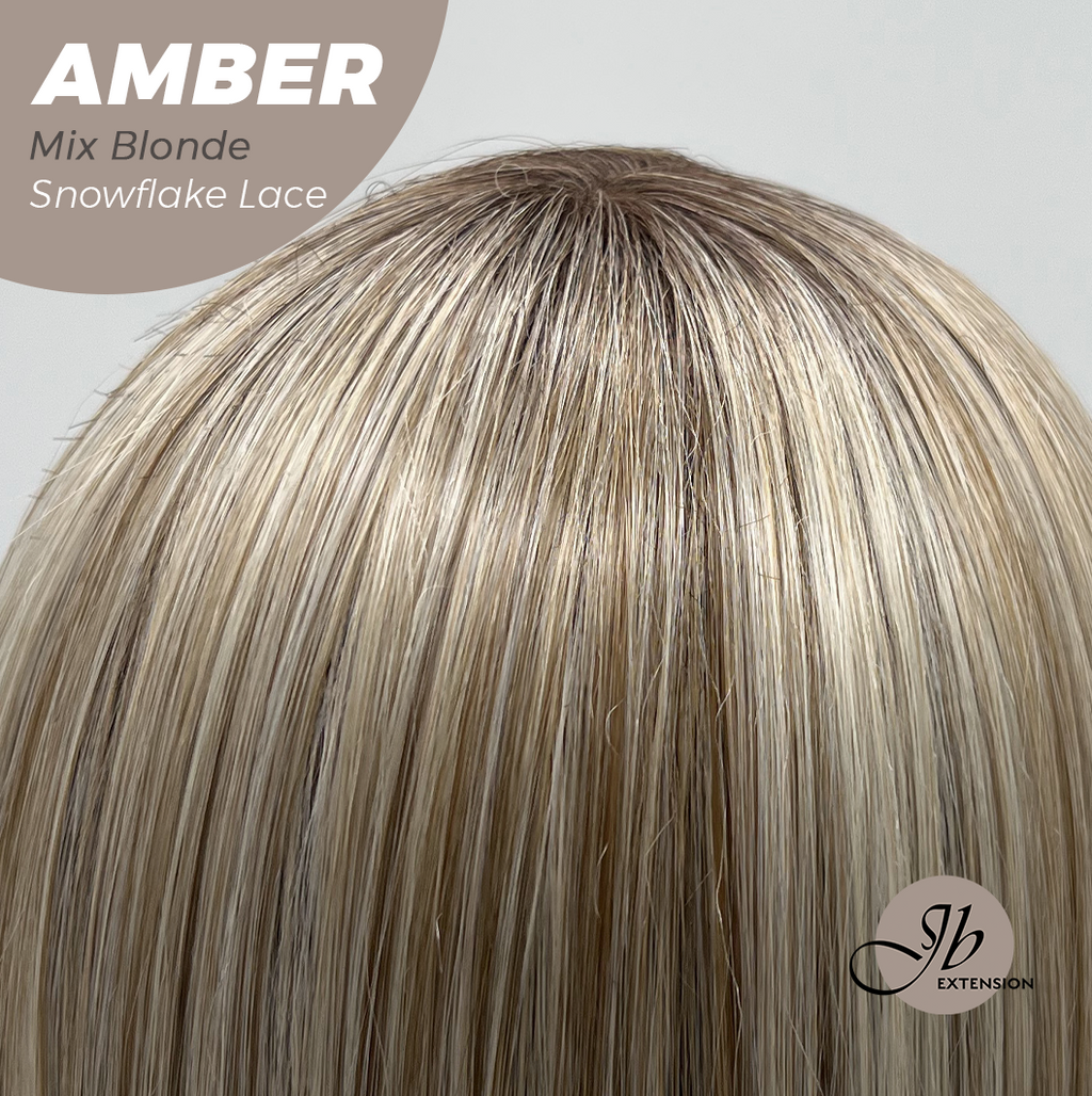 [PRE-ORDER] JBEXTENSION 21 Inches Straight Mix Blonde Pre-Cut T Part Snowflake Lace Frontlace Glueless Wig AMBER MIX BLONDE【BENDY EAR TABS】