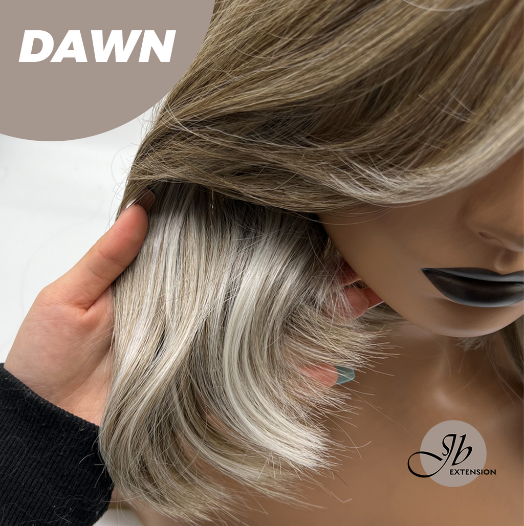 JBEXTENSION 14 Inches Ash Grey Women Fashion Full Machine Wig DAWN【PLUS PERMATEASE】【BENDY EAR TABS】
