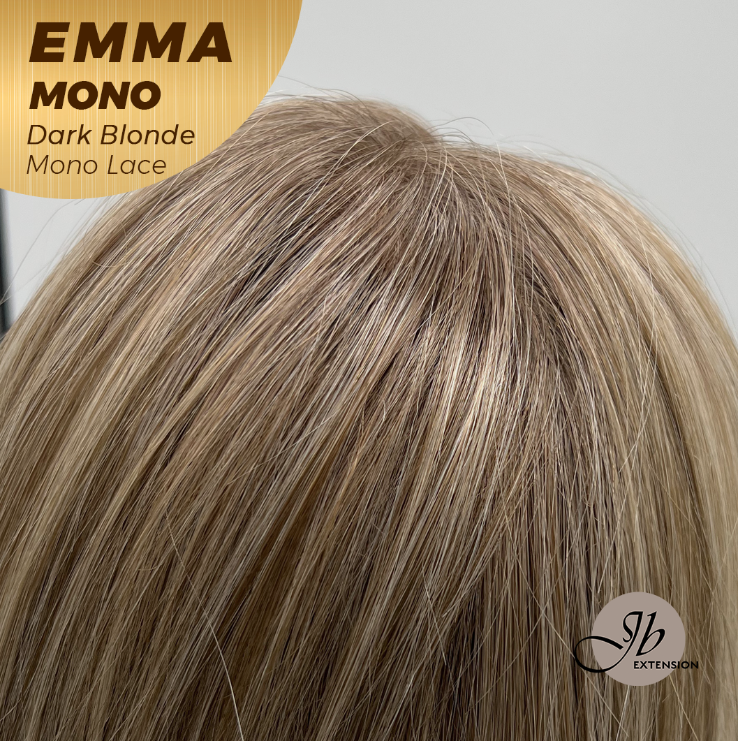 JBEXTENSION EMMA MONO Monofilament Handmade Wig 6X5 Full Monofilament Hand Tied Top Wig 14 Inche Dark Blonde Mono Lace Wig With Anti-slip Silicone Strips Glueless Wig EMMA MONO DARK BLONDE【BENDY EAR TABS】