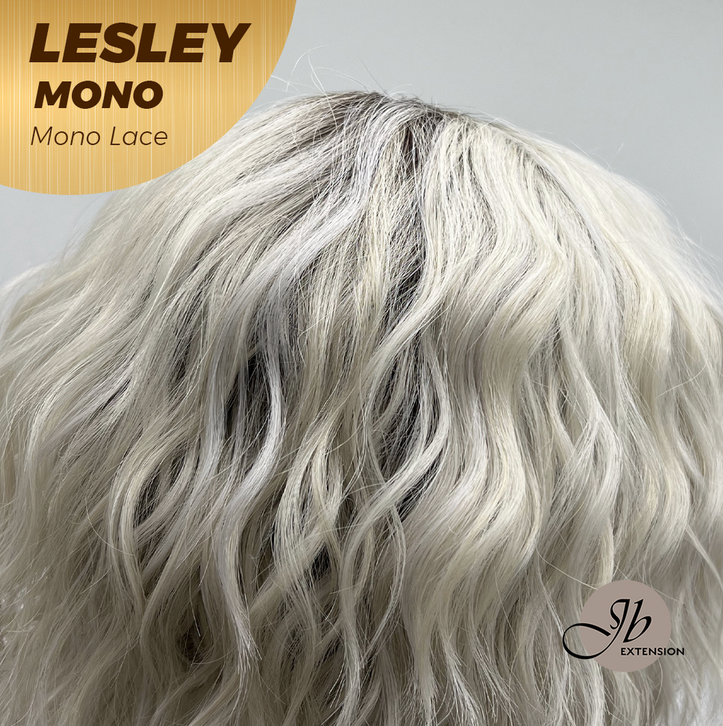 JBEXTENSION LESLEY MONO Monofilament Handmade Wig 6X5 Full Monofilament Hand Tied Top Wig 10 Inches Silver Curly Mono Lace Wig With Anti-slip Silicone Strips Glueless Wig LESLEY MONO【BENDY EAR TABS】