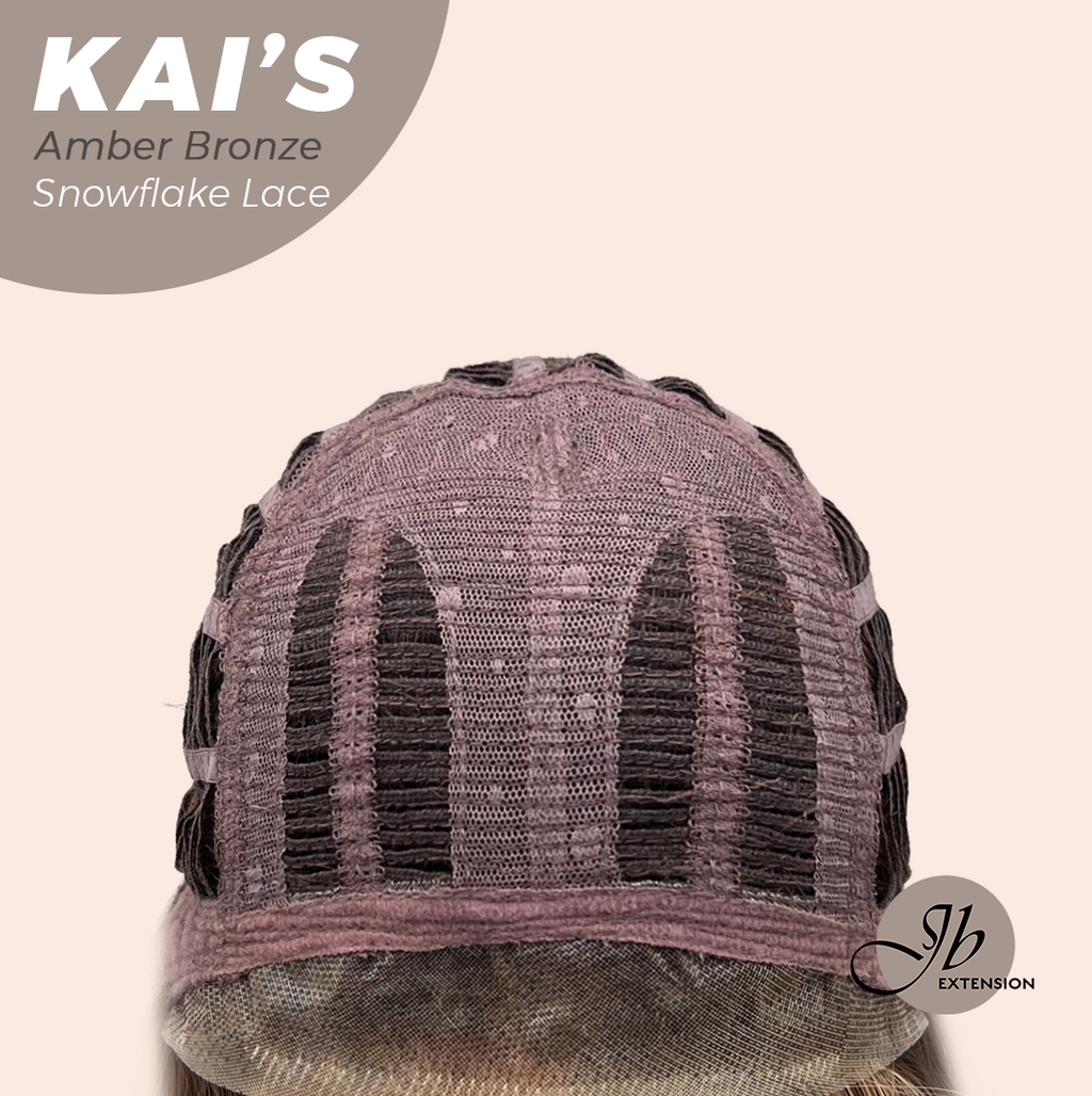 JBEXTENSION 18 Inches Amber Bronze Pre-Cut Snowflake Lace Frontlace Glueless Wig KAI'S AMBER BRONZE【PERMATEASE】【BENDY EAR TABS】- M/L