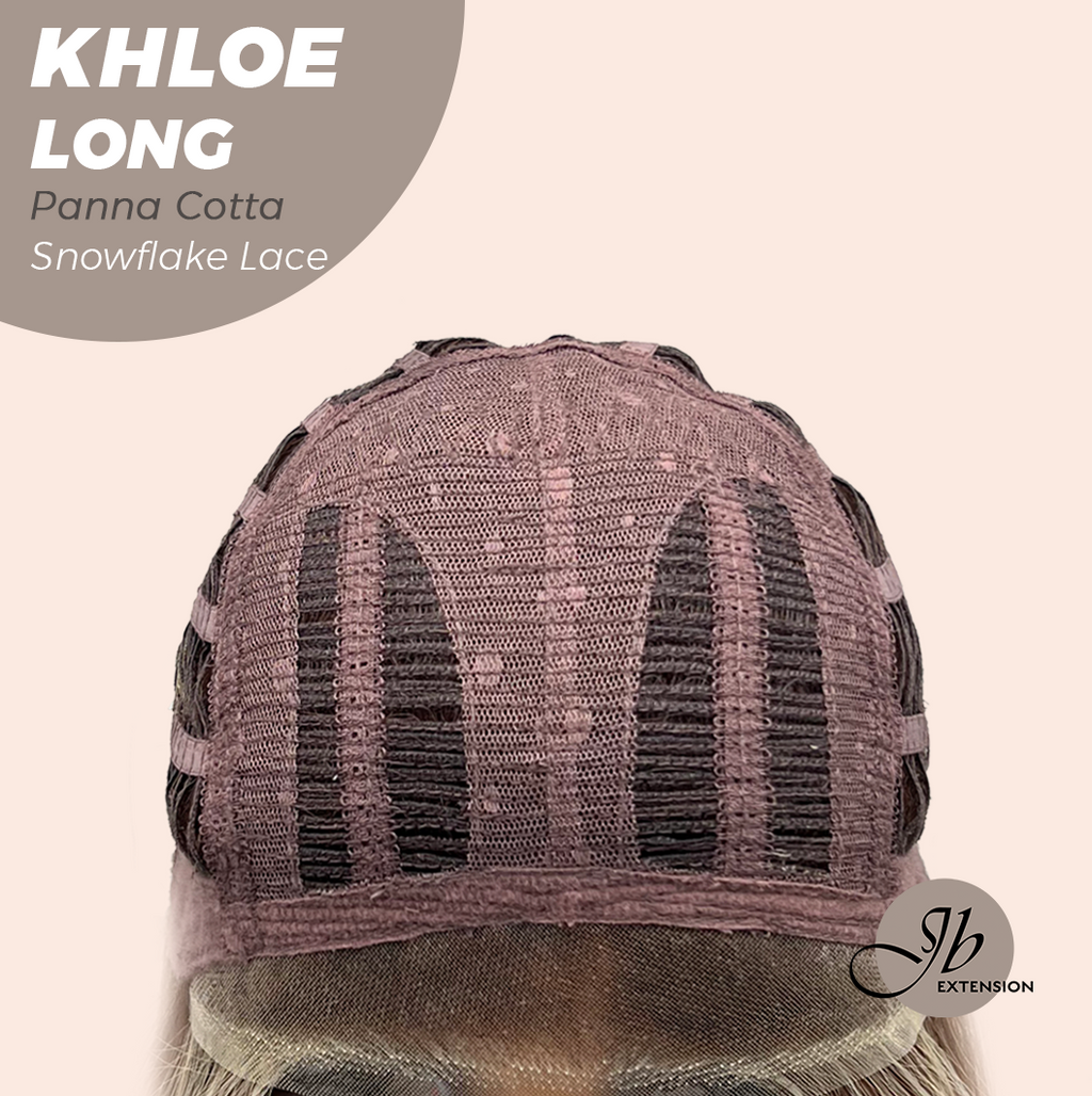 JBEXTENSION 18 Inches Panna Cotta Pre-Cut Snowflake Lace Frontlace Glueless Wig KHLOE LONG PANNA COTTA【PERMATEASE】【BENDY EAR TABS】- M/L