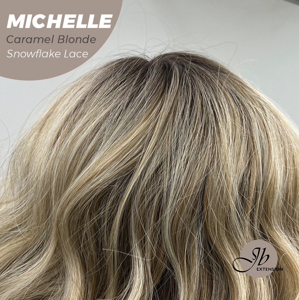 [PRE-ORDER] JBEXTENSION 10 Inches Caramel Blonde Pre-Cut Side Part Snowflake Lace Frontlace Glueless Wig MICHELLE CARAMEL BLONDE【BENDY EAR TABS】- S/M