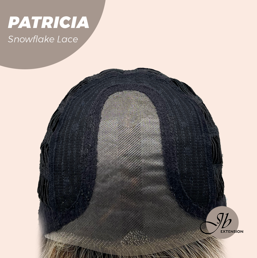 [PRE-ORDER] JBEXTENSION 17 Inches Dark Mix Blonde Pre-Cut T Part Snowflake Lace Frontlace Glueless Wig with Bangs PATRICIA【BENDY EAR TABS】