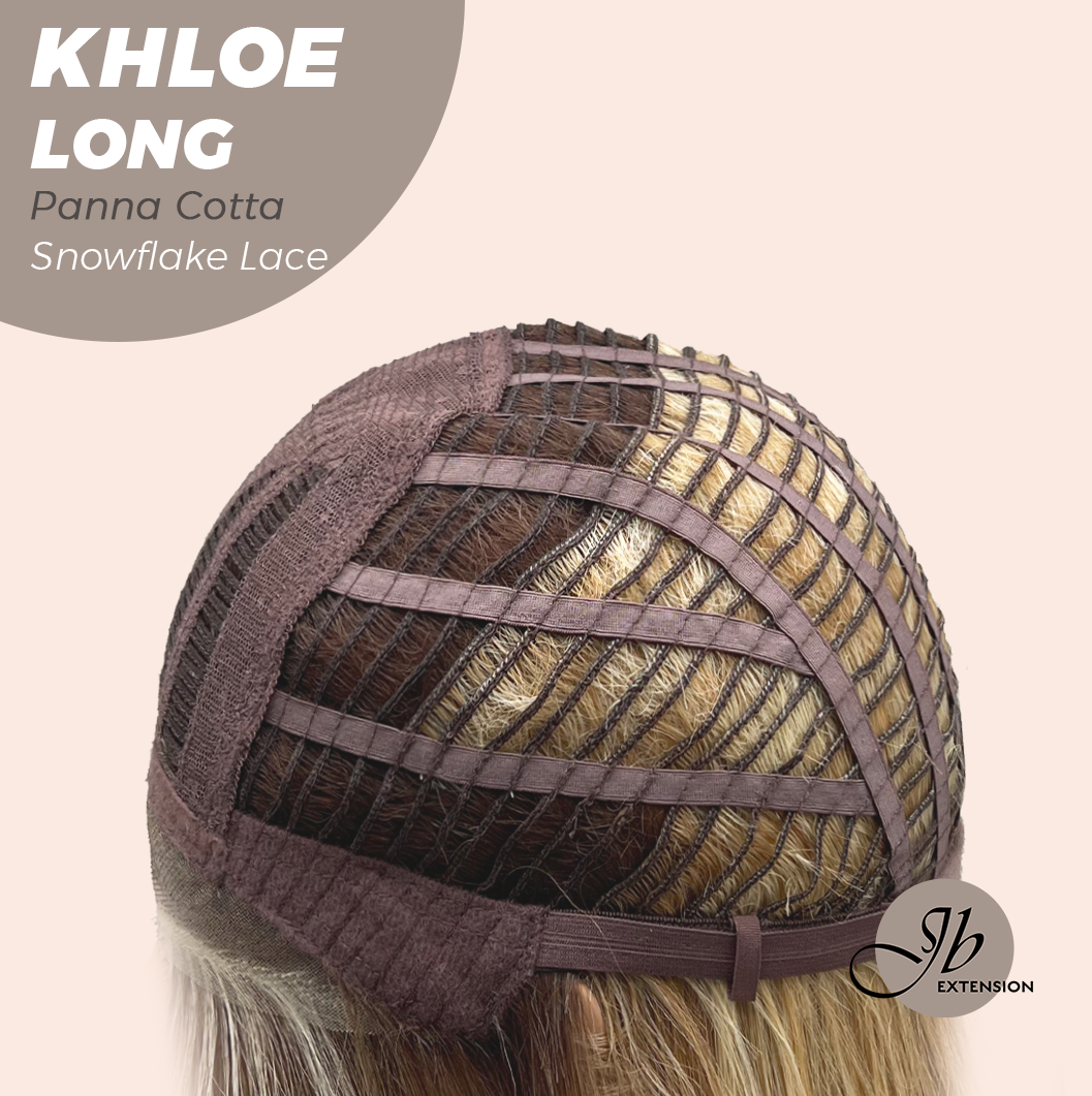 JBEXTENSION 18 Inches Panna Cotta Pre-Cut Snowflake Lace Frontlace Glueless Wig KHLOE LONG PANNA COTTA【PERMATEASE】【BENDY EAR TABS】- M/L