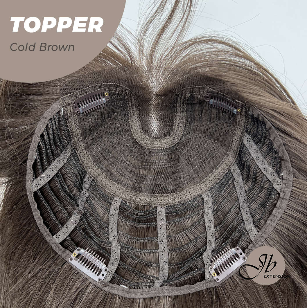 JBEXTENSION 28 Inches T Part Pre-Cut Frontlace Topper Clip in Synthetic Fiber Long Straight Topper Hair Piece Hair with Bangs for Women Clip in Top Crown Hair Clip on Toupee Hairpiece for Slight Hair Loss/Thinning Hair