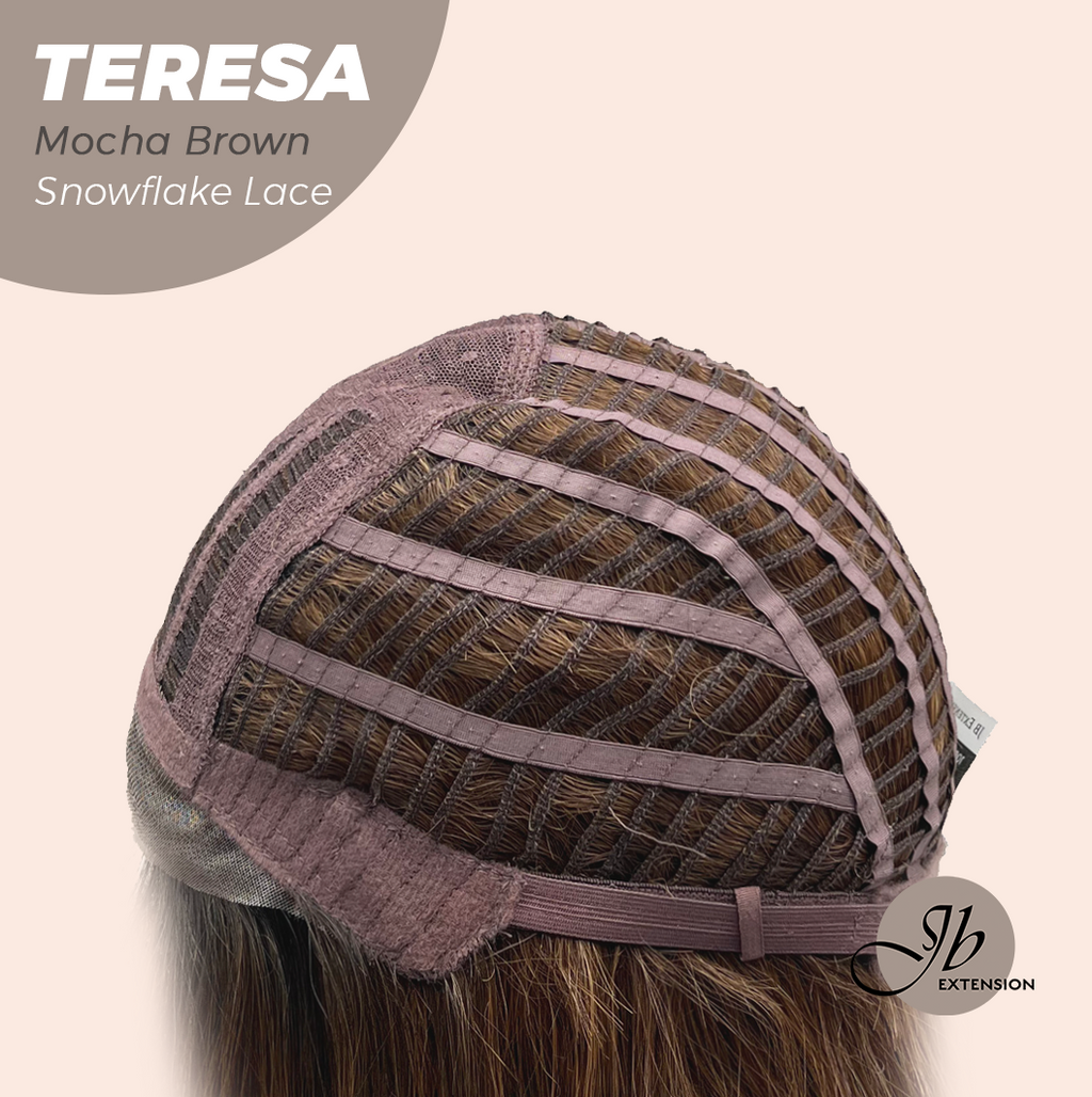 JBEXTENSION 18 Inches Mocha Brown Pre-Cut Snowflake Lace Frontlace Glueless Wig TERESA MOCHA BROWN【PERMATEASE】【BENDY EAR TABS】- M/L