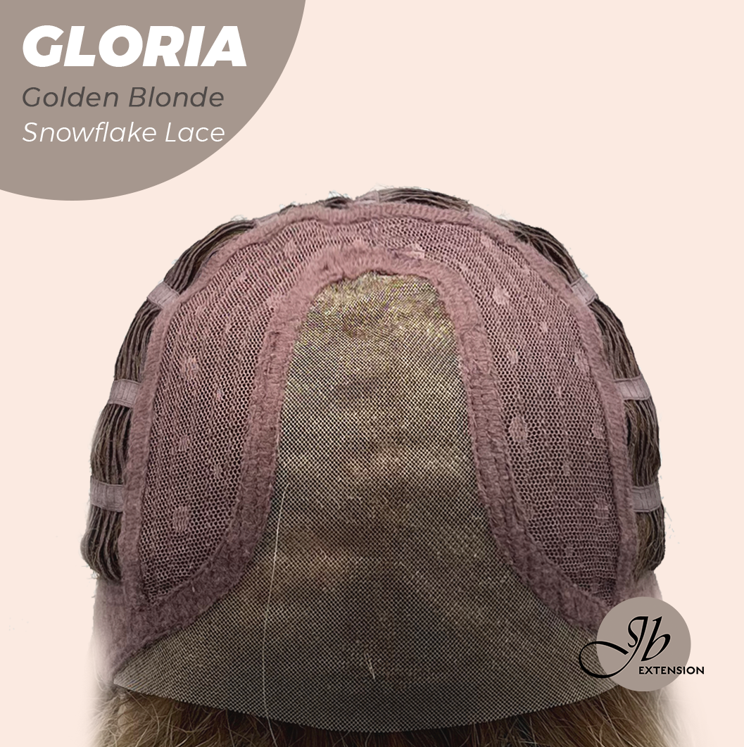 [PRE-ORDER] JBEXTENSION 14 Inches Curly Golden Blonde Wig with Bangs Pre-Cut T Part Snowflake Lace Frontlace Glueless Wig GLORIA GOLDEN BLONDE【BENDY EAR TABS】