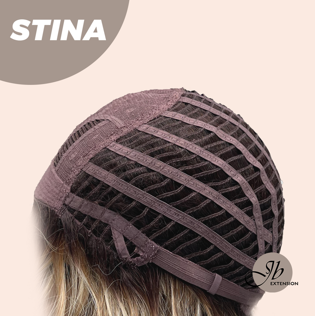 JBEXTENSION 14 Inches Wave Ash Caramel Blonde Women Fashion Full Machine Wig STINA【PLUS PERMATEASE】【BENDY EAR TABS】