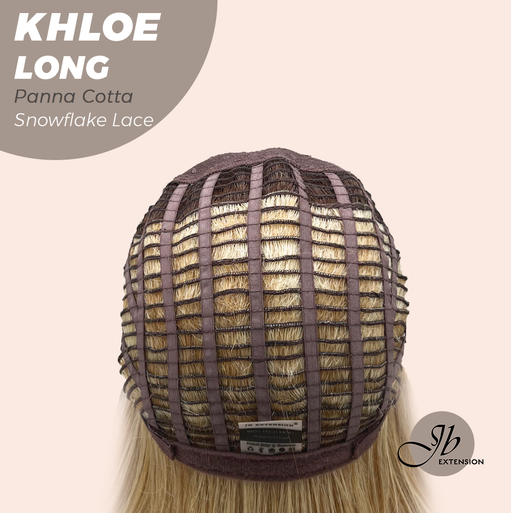 JBEXTENSION 18 Inches Panna Cotta Pre-Cut Snowflake Lace Frontlace Glueless Wig KHLOE LONG PANNA COTTA【PERMATEASE】【BENDY EAR TABS】- M/L