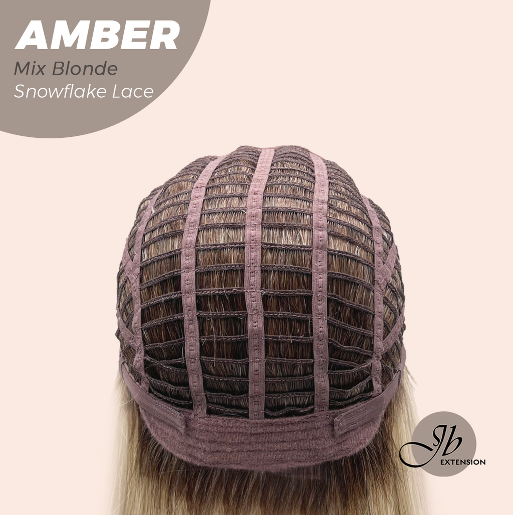 [PRE-ORDER] JBEXTENSION 21 Inches Straight Mix Blonde Pre-Cut T Part Snowflake Lace Frontlace Glueless Wig AMBER MIX BLONDE【BENDY EAR TABS】