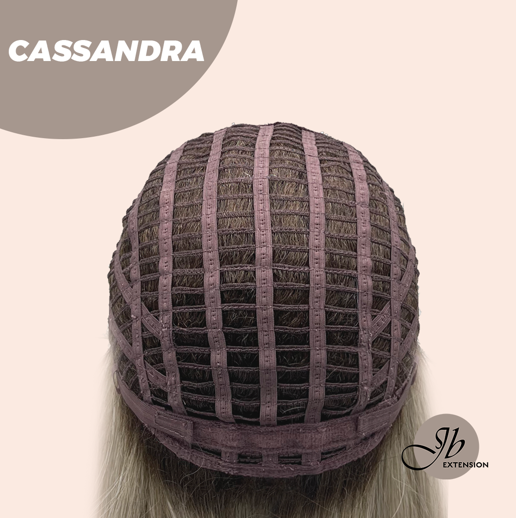 JBEXTENSION 18 Inches Ash Blonde White Wig with Bangs Women Fashion Full Machine Wig CASSANDRA【PLUS PERMATEASE】【BENDY EAR TABS】