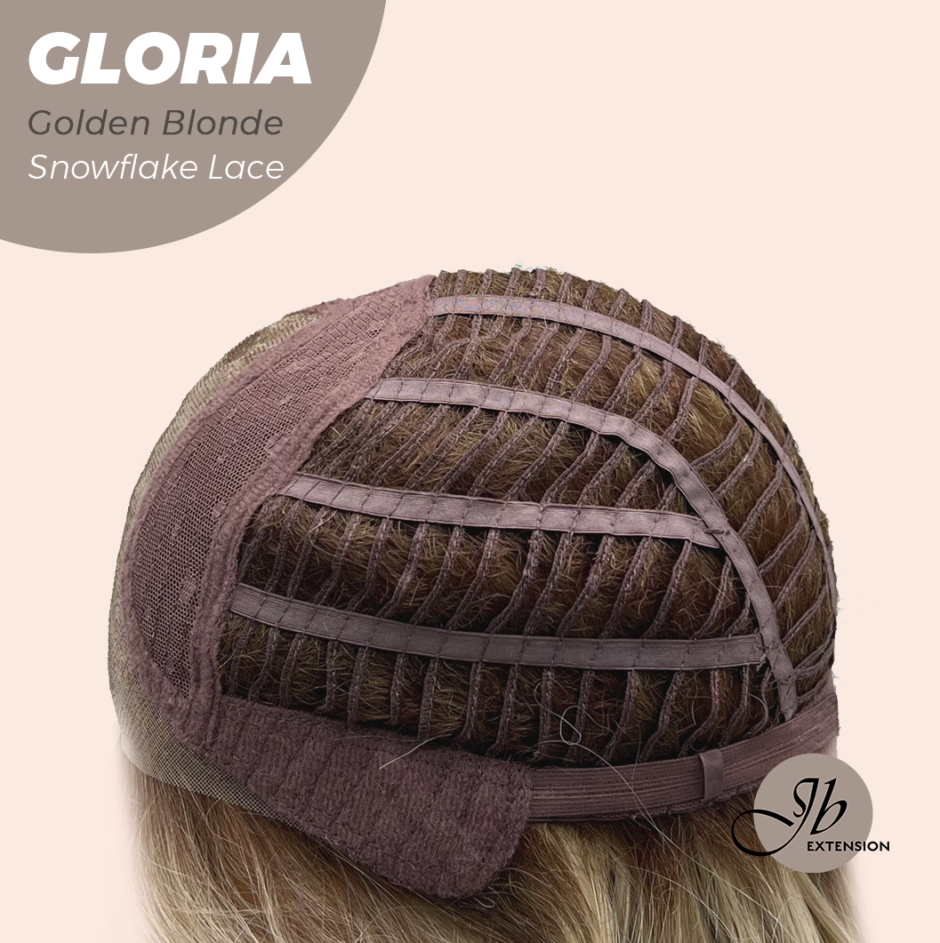 [PRE-ORDER] JBEXTENSION 14 Inches Curly Golden Blonde Wig with Bangs Pre-Cut T Part Snowflake Lace Frontlace Glueless Wig GLORIA GOLDEN BLONDE【BENDY EAR TABS】